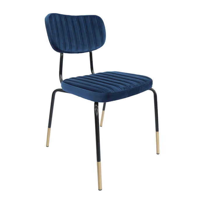 Durafurn Tiramisu Chair - Black Frame with Brass Tip /  Denim Velvet