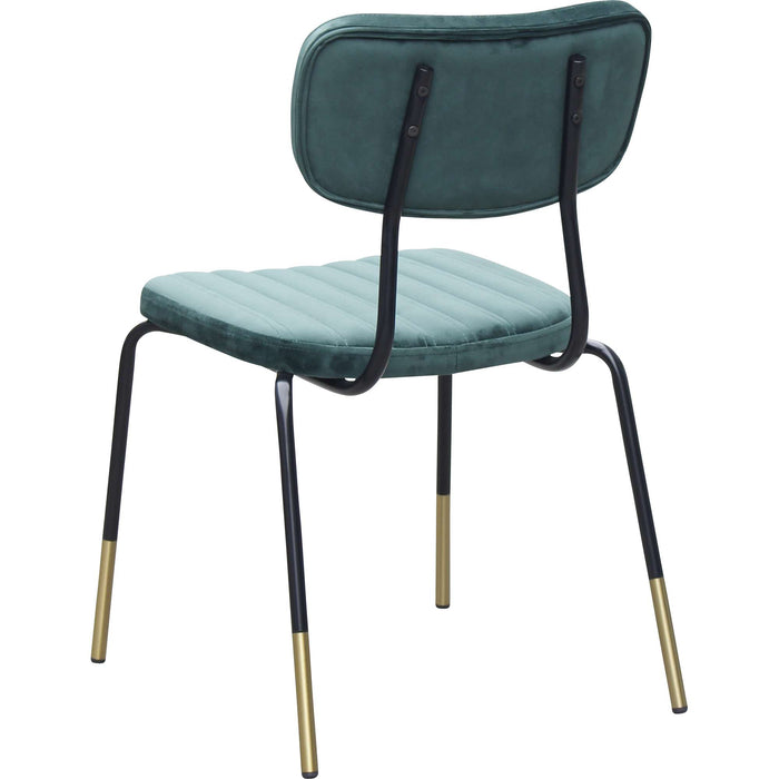 Durafurn Tiramisu Chair - Black Frame with Brass Tip /  Forest Green Velvet