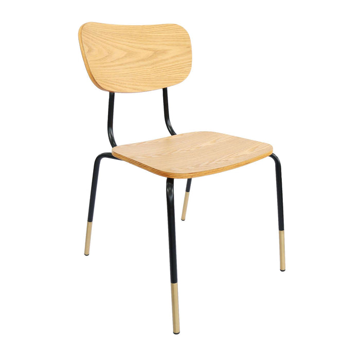 Durafurn Tiramisu Chair - Black Frame with Brass Tip / Oak Ply