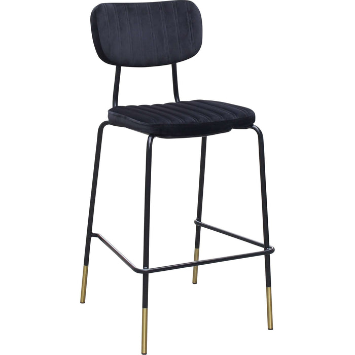 Durafurn Tiramisu Barstool - Black Frame with Brass Tip / Black Velvet