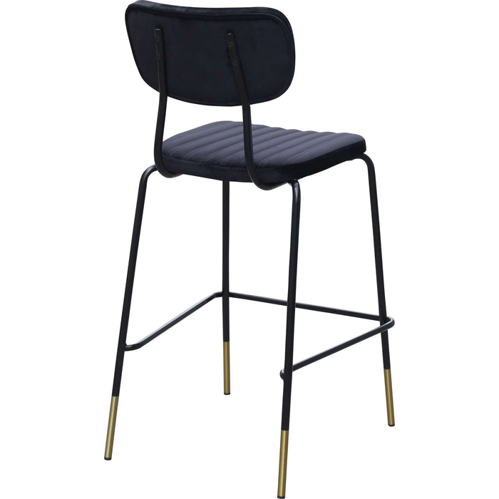 Durafurn Tiramisu Barstool - Black Frame with Brass Tip / Black Velvet