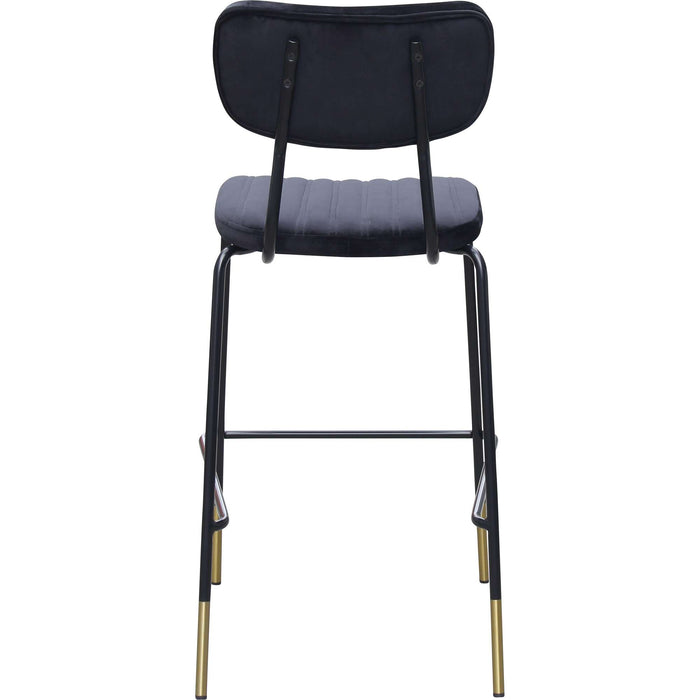 Durafurn Tiramisu Barstool - Black Frame with Brass Tip / Black Velvet