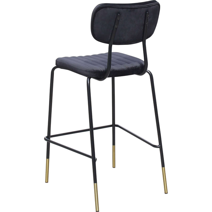 Durafurn Tiramisu Barstool - Black Frame with Brass Tip / Black Velvet