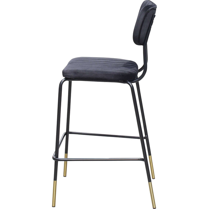Durafurn Tiramisu Barstool - Black Frame with Brass Tip / Black Velvet