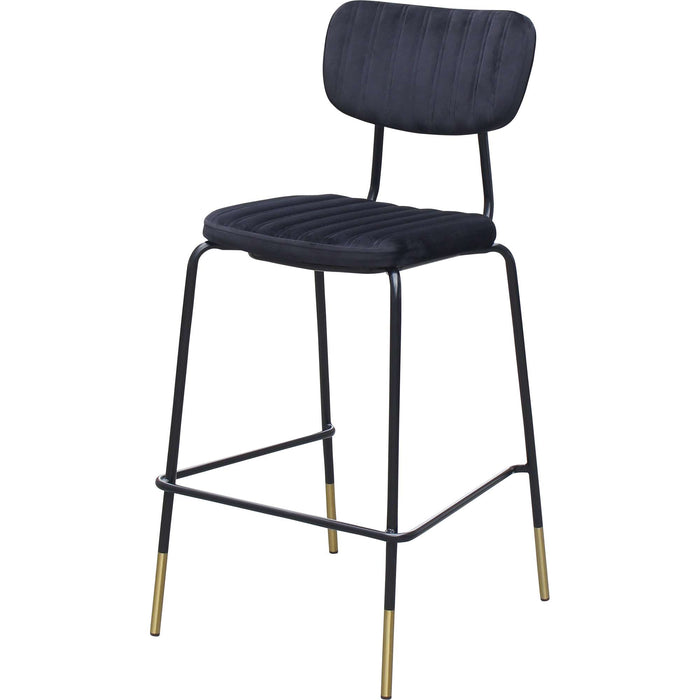 Durafurn Tiramisu Barstool - Black Frame with Brass Tip / Black Velvet