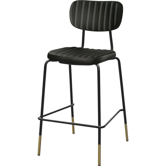 Durafurn Tiramisu Barstool - Black Frame with Brass Tip / Black Velvet