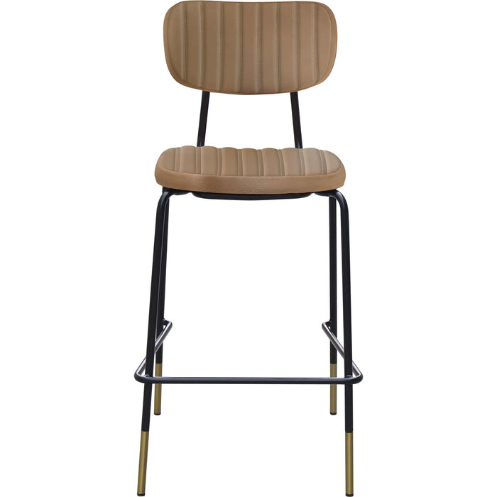 Durafurn Tiramisu Barstool - Black Frame with Brass Tip / Taupe Vinyl