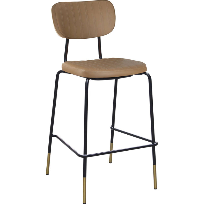 Durafurn Tiramisu Barstool - Black Frame with Brass Tip / Taupe Vinyl