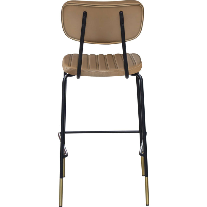 Durafurn Tiramisu Barstool - Black Frame with Brass Tip / Taupe Vinyl