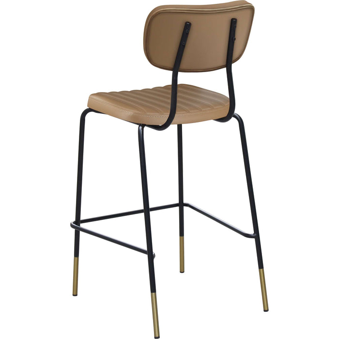Durafurn Tiramisu Barstool - Black Frame with Brass Tip / Taupe Vinyl