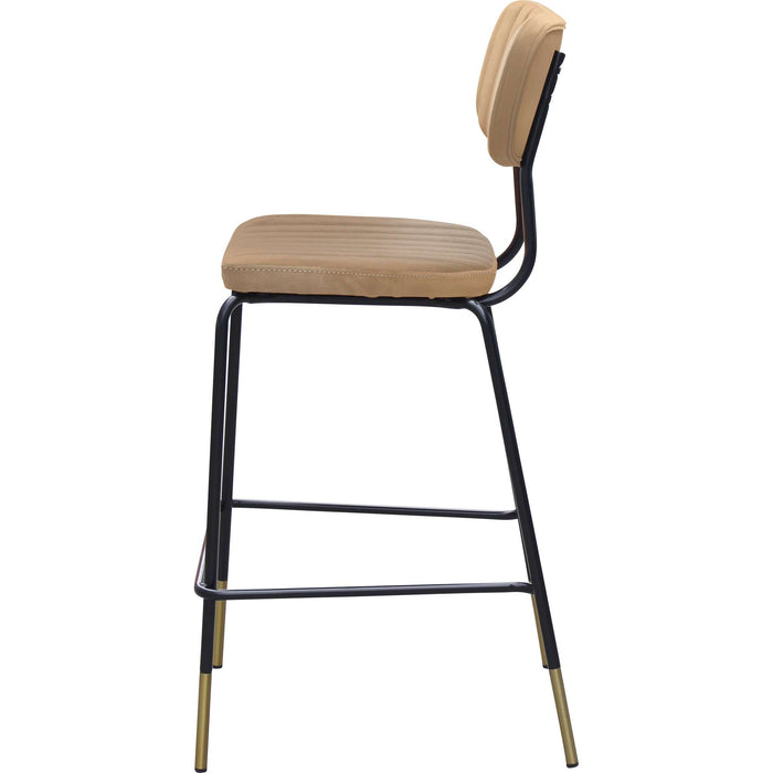 Durafurn Tiramisu Barstool - Black Frame with Brass Tip / Taupe Vinyl