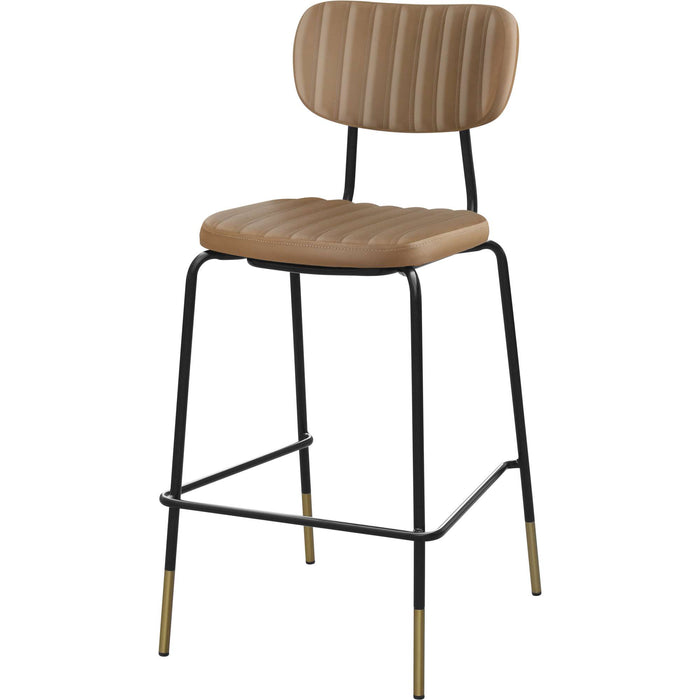 Durafurn Tiramisu Barstool - Black Frame with Brass Tip / Taupe Vinyl