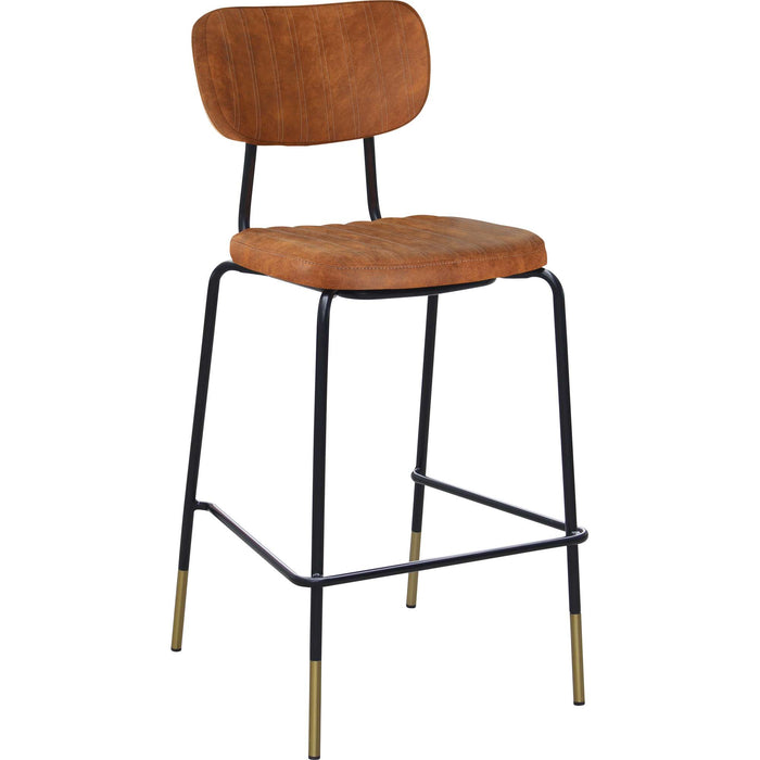 Durafurn Tiramisu Barstool - Black Frame with Brass Tip /  Tan Fabric