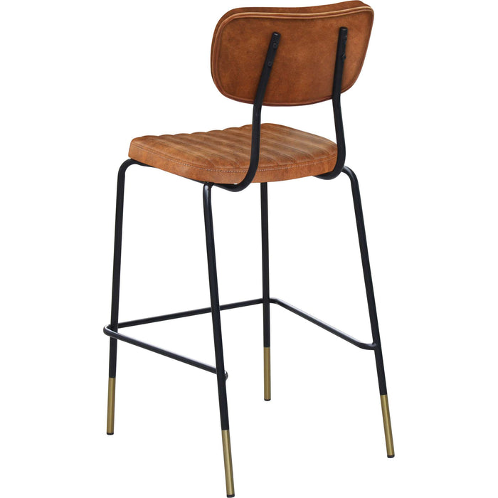 Durafurn Tiramisu Barstool - Black Frame with Brass Tip /  Tan Fabric