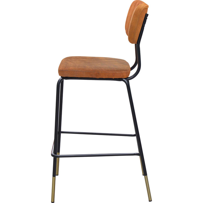 Durafurn Tiramisu Barstool - Black Frame with Brass Tip /  Tan Fabric