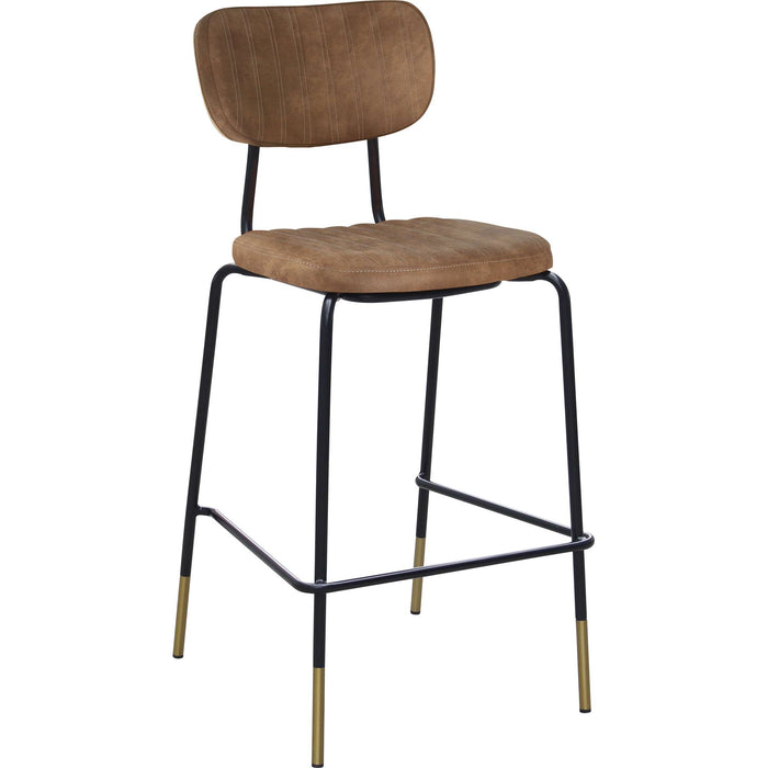 Durafurn Tiramisu Barstool - Black Frame with Brass Tip /  Mocha Fabric