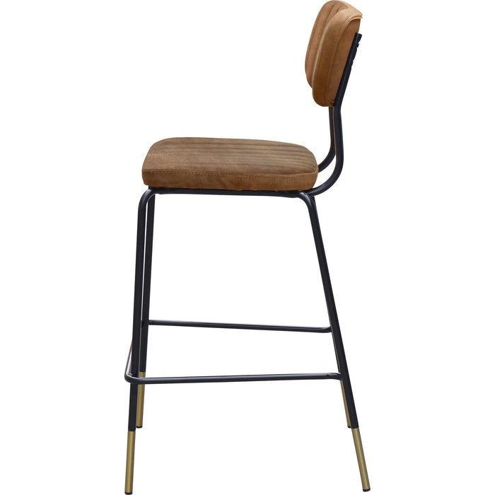 Durafurn Tiramisu Barstool - Black Frame with Brass Tip /  Mocha Fabric