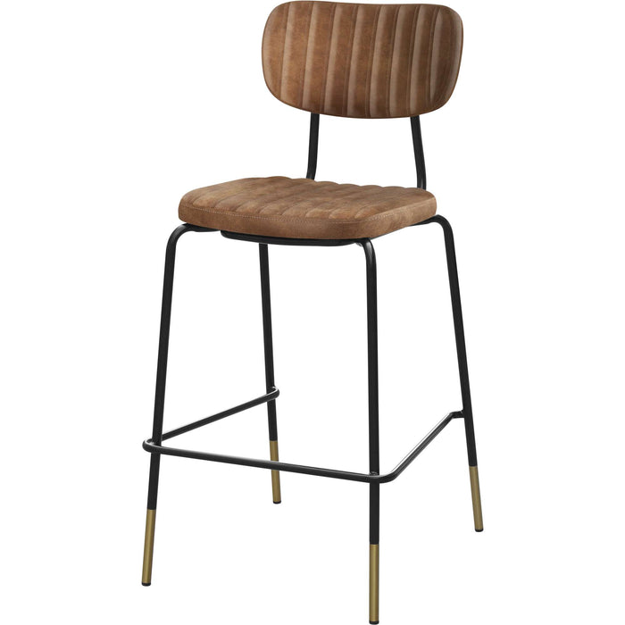 Durafurn Tiramisu Barstool - Black Frame with Brass Tip /  Mocha Fabric