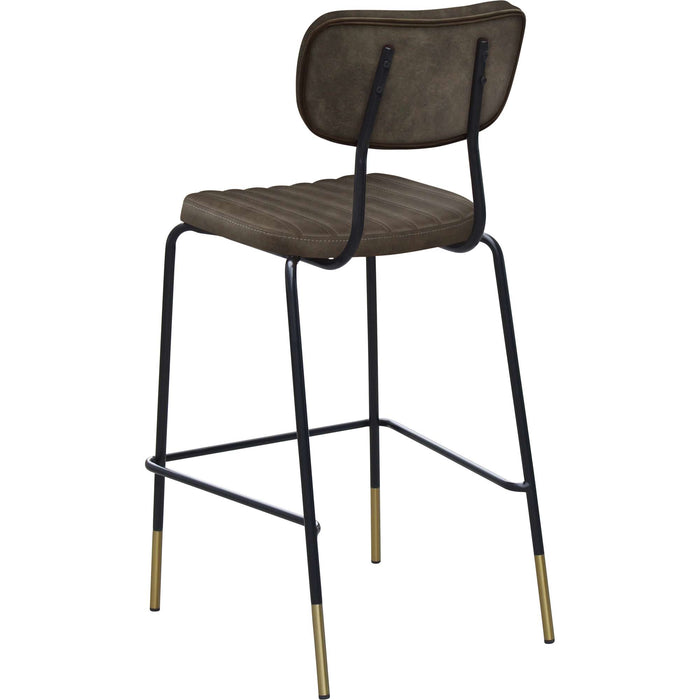 Durafurn Tiramisu Barstool - Black Frame with Brass Tip /  Charcoal Fabric