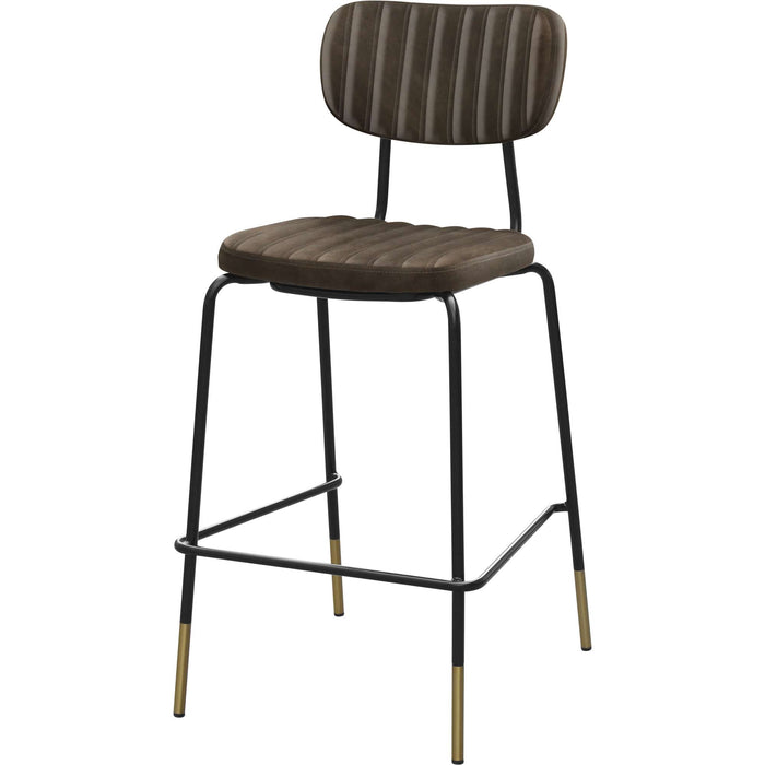 Durafurn Tiramisu Barstool - Black Frame with Brass Tip /  Charcoal Fabric
