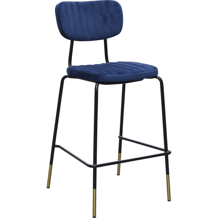 Durafurn Tiramisu Barstool - Black Frame with Brass Tip /  Denim Velvet