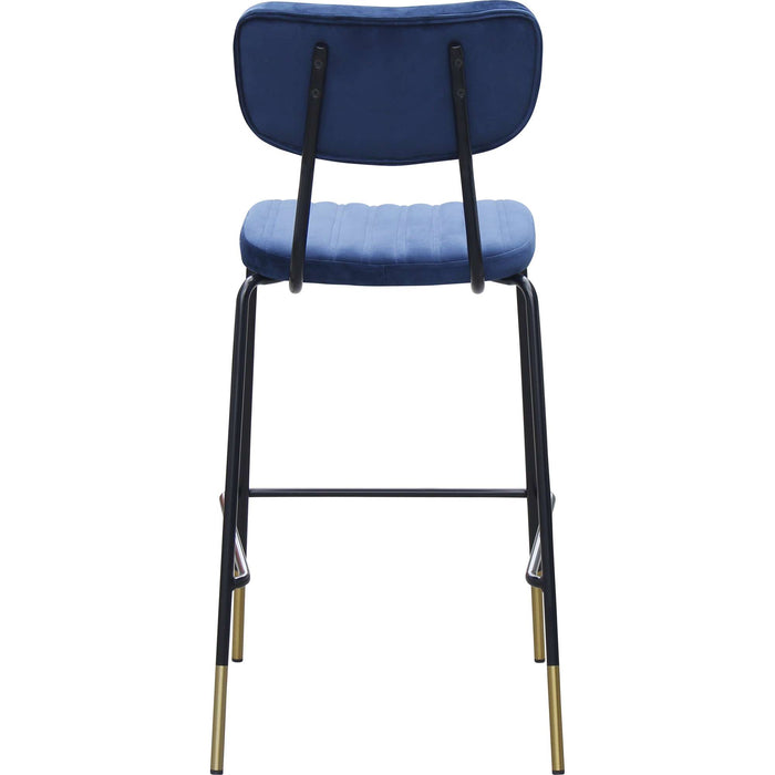 Durafurn Tiramisu Barstool - Black Frame with Brass Tip /  Denim Velvet