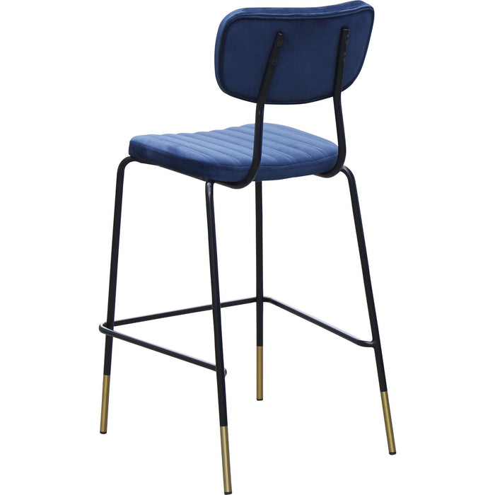 Durafurn Tiramisu Barstool - Black Frame with Brass Tip /  Denim Velvet
