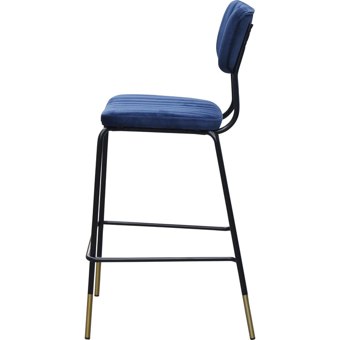 Durafurn Tiramisu Barstool - Black Frame with Brass Tip /  Denim Velvet