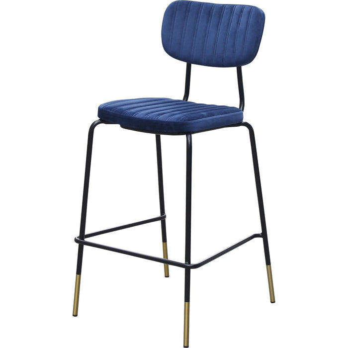 Durafurn Tiramisu Barstool - Black Frame with Brass Tip /  Denim Velvet
