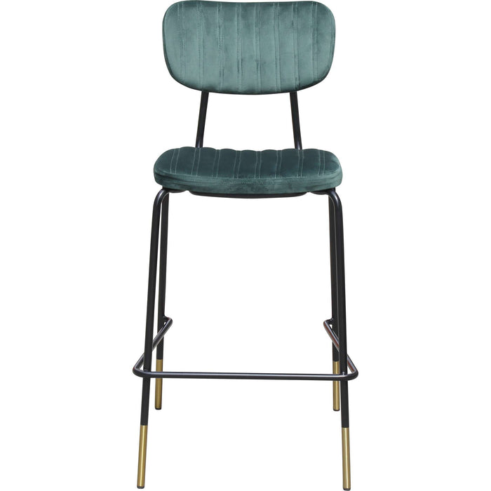 Durafurn Tiramisu Barstool - Black Frame with Brass Tip /  Forest Green Velvet