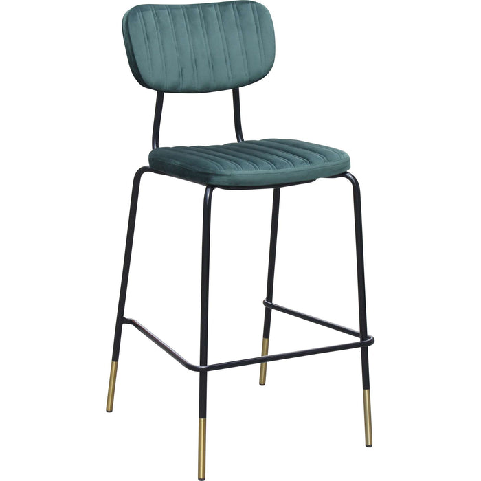 Durafurn Tiramisu Barstool - Black Frame with Brass Tip /  Forest Green Velvet
