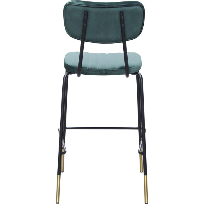 Durafurn Tiramisu Barstool - Black Frame with Brass Tip /  Forest Green Velvet