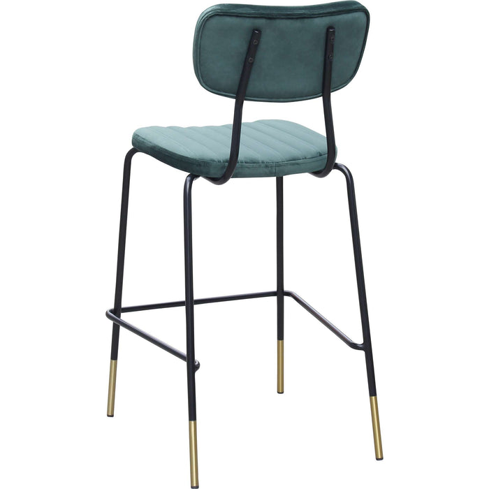 Durafurn Tiramisu Barstool - Black Frame with Brass Tip /  Forest Green Velvet