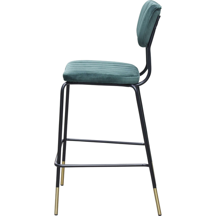 Durafurn Tiramisu Barstool - Black Frame with Brass Tip /  Forest Green Velvet