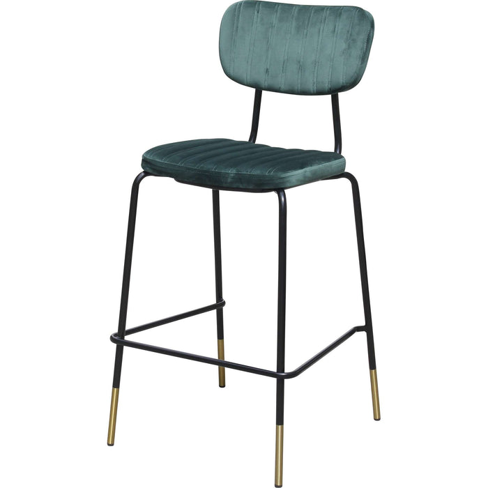 Durafurn Tiramisu Barstool - Black Frame with Brass Tip /  Forest Green Velvet