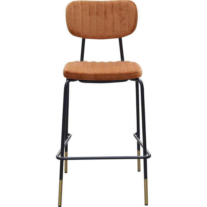 Durafurn Tiramisu Barstool - Black Frame with Brass Tip/  Burnt Orange Velvet
