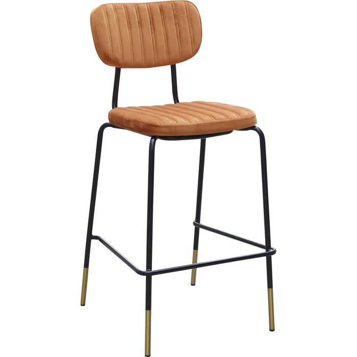 Durafurn Tiramisu Barstool - Black Frame with Brass Tip/  Burnt Orange Velvet