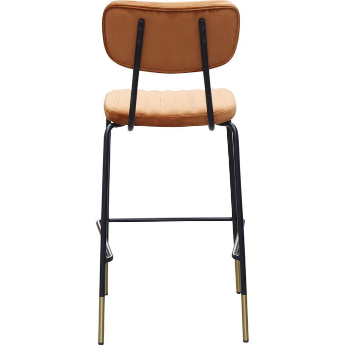 Durafurn Tiramisu Barstool - Black Frame with Brass Tip/  Burnt Orange Velvet