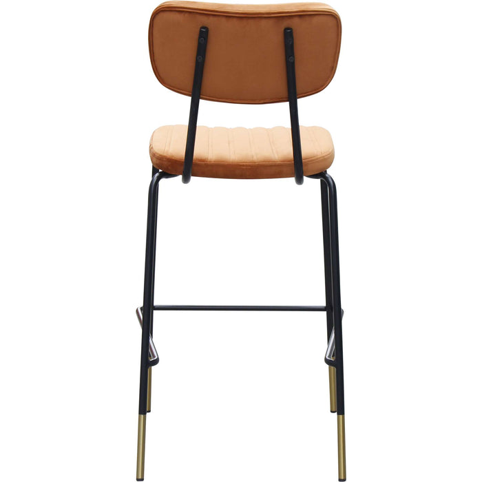 Durafurn Tiramisu Barstool - Black Frame with Brass Tip/  Burnt Orange Velvet