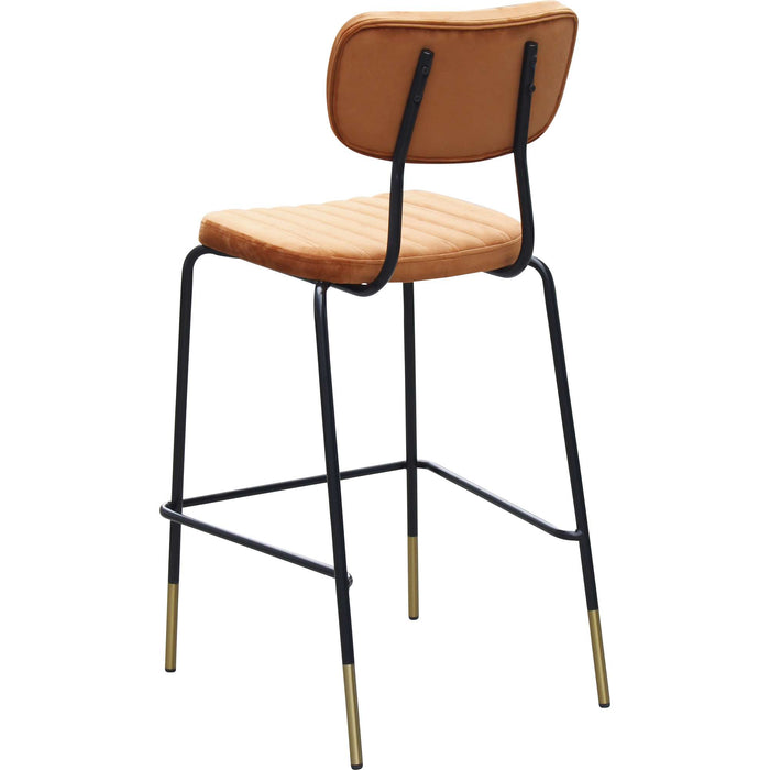 Durafurn Tiramisu Barstool - Black Frame with Brass Tip/  Burnt Orange Velvet
