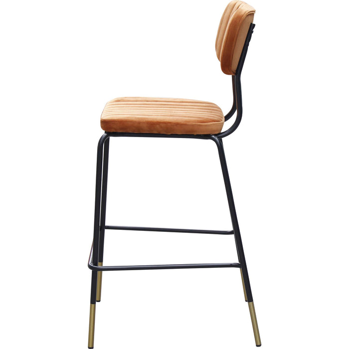 Durafurn Tiramisu Barstool - Black Frame with Brass Tip/  Burnt Orange Velvet