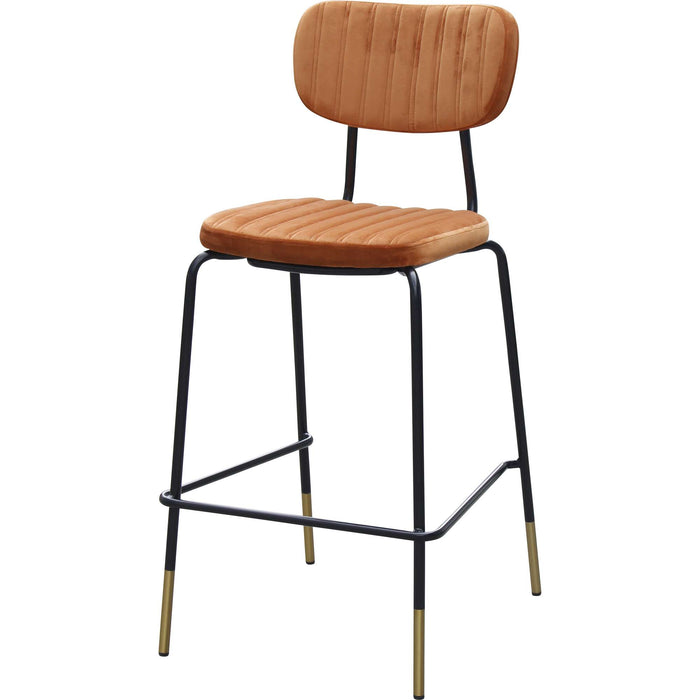 Durafurn Tiramisu Barstool - Black Frame with Brass Tip/  Burnt Orange Velvet