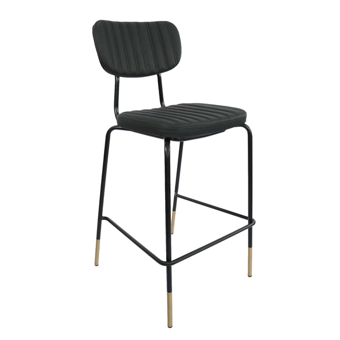 Durafurn Tiramisu Barstool - Black Frame with Brass Tip / Black Vinyl