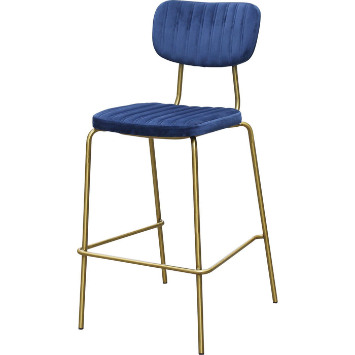 Durafurn Tiramisu Barstool - Brass Frame /  Denim Velvet