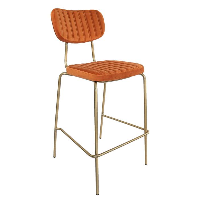 Durafurn Tiramisu Barstool - Brass Frame/  Burnt Orange Velvet