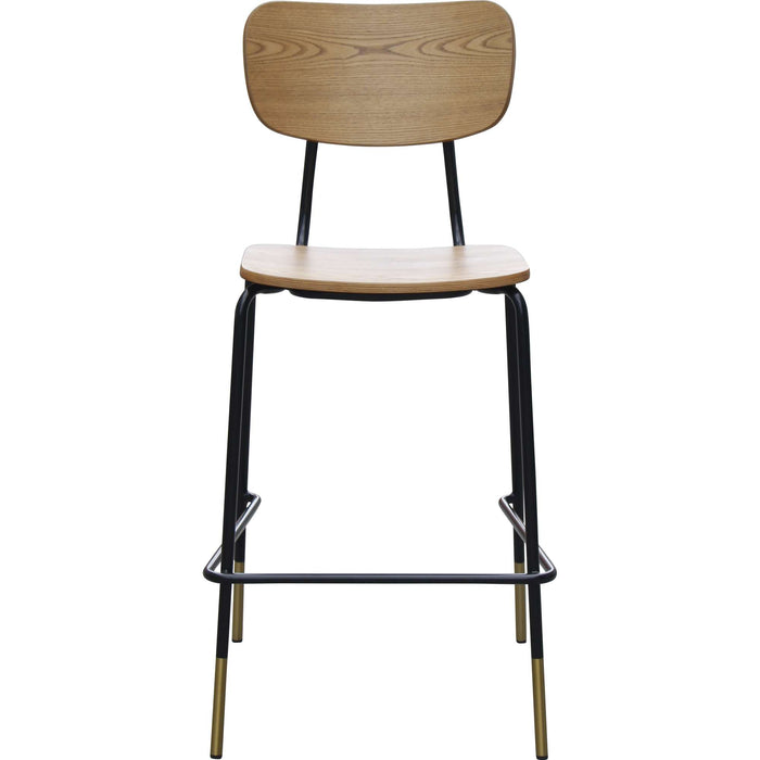 Durafurn Tiramisu Barstool - Black Frame with Brass Tip / Oak Ply