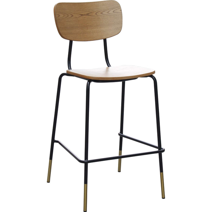 Durafurn Tiramisu Barstool - Black Frame with Brass Tip / Oak Ply