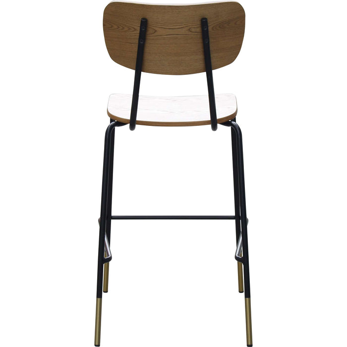 Durafurn Tiramisu Barstool - Black Frame with Brass Tip / Oak Ply