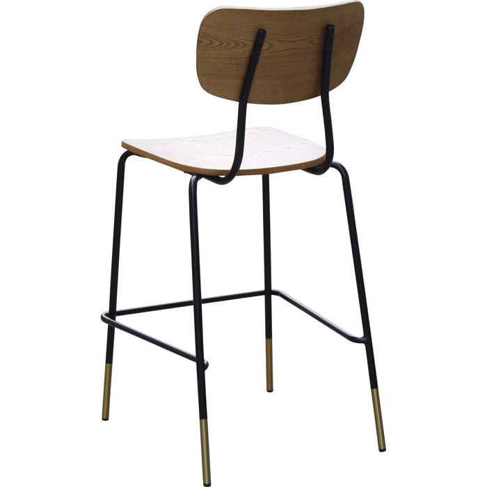 Durafurn Tiramisu Barstool - Black Frame with Brass Tip / Oak Ply