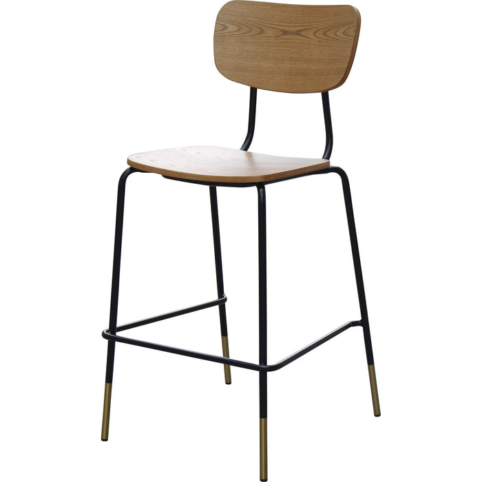 Durafurn Tiramisu Barstool - Black Frame with Brass Tip / Oak Ply